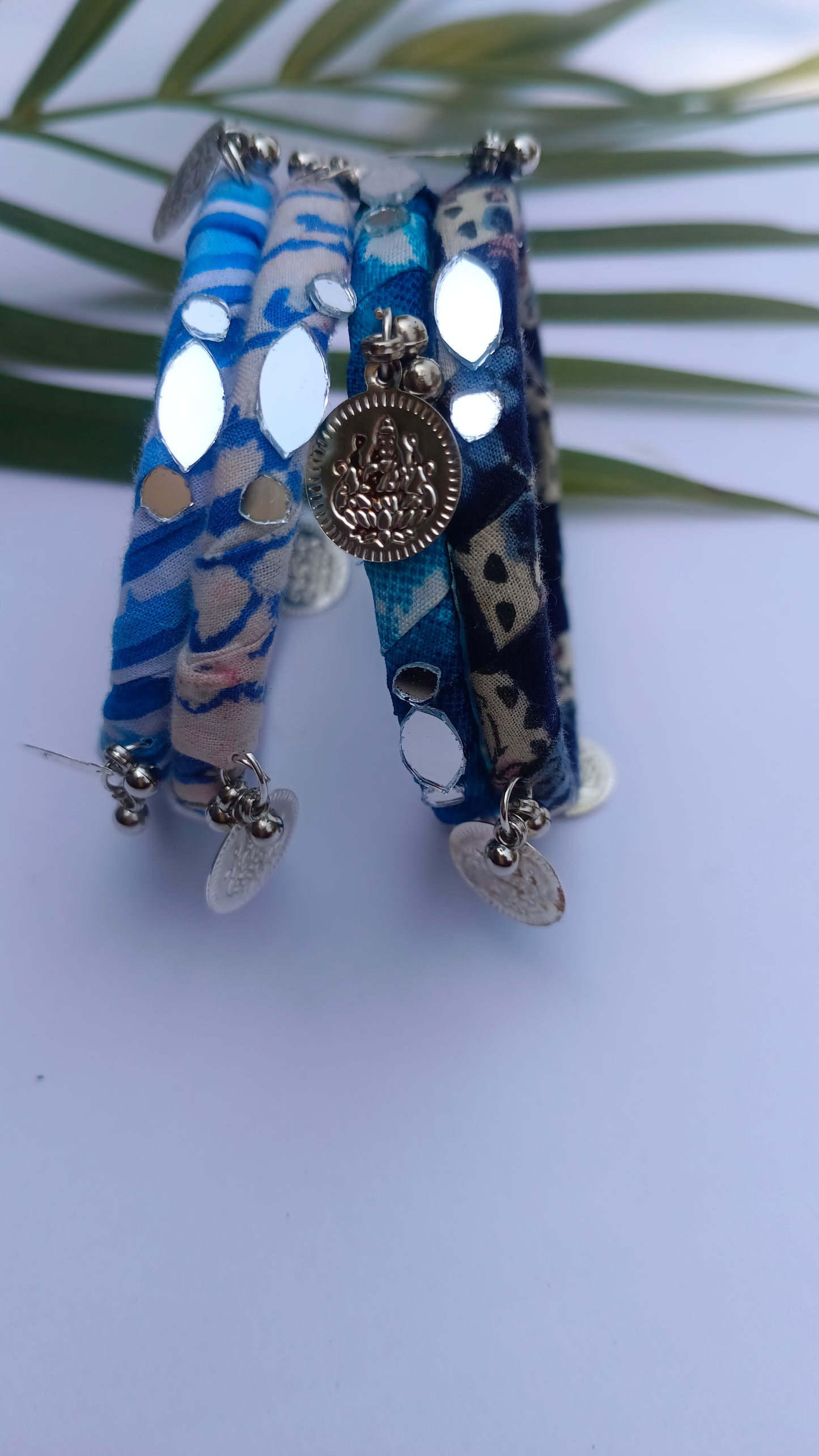 Boho Bangles || Handmade And Upcycled || Blue Colour Set of 4 Bangles