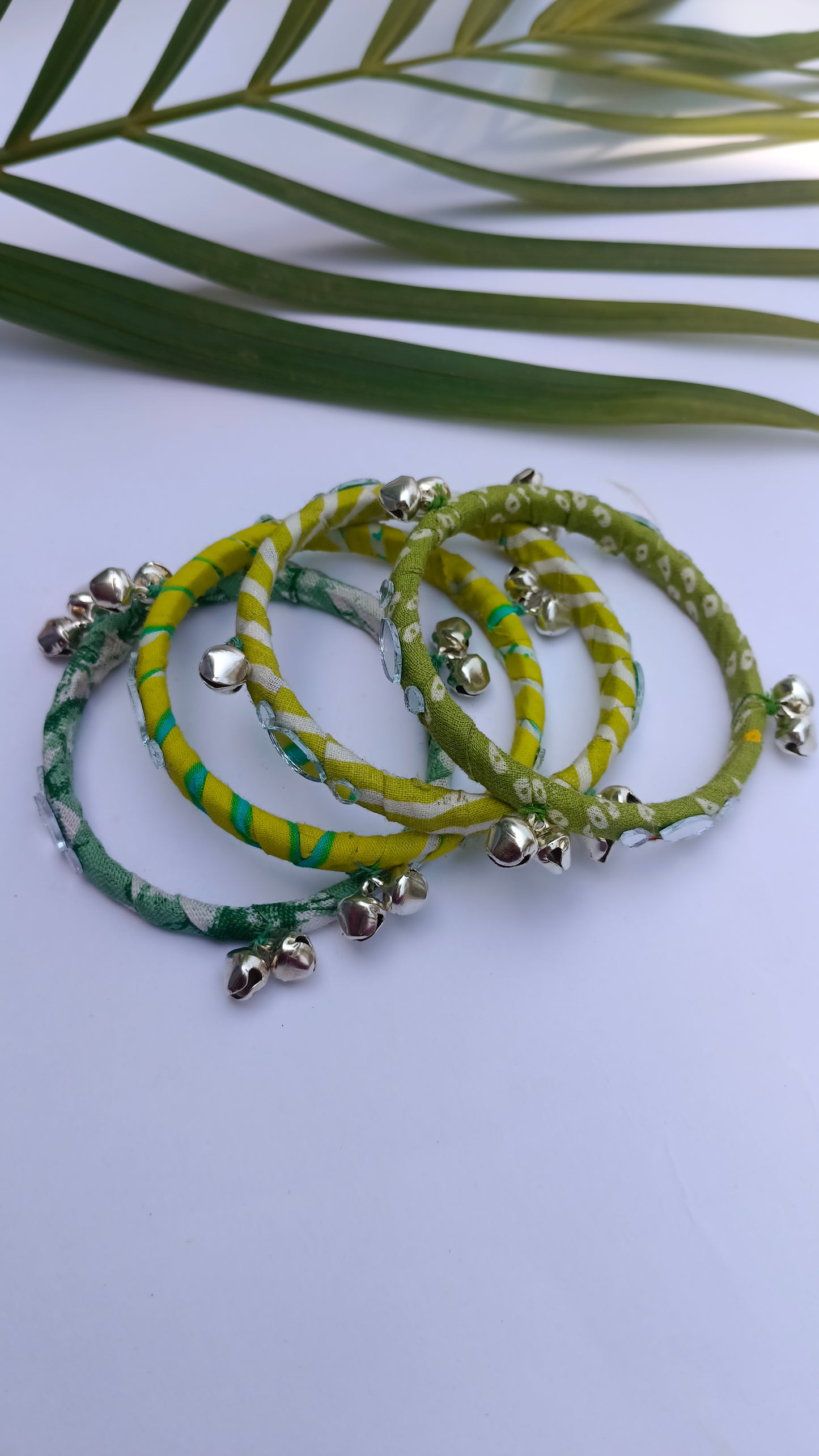 Boho Bangles || Handmade And Upcycled || Green Colour Set of 4 Bangles