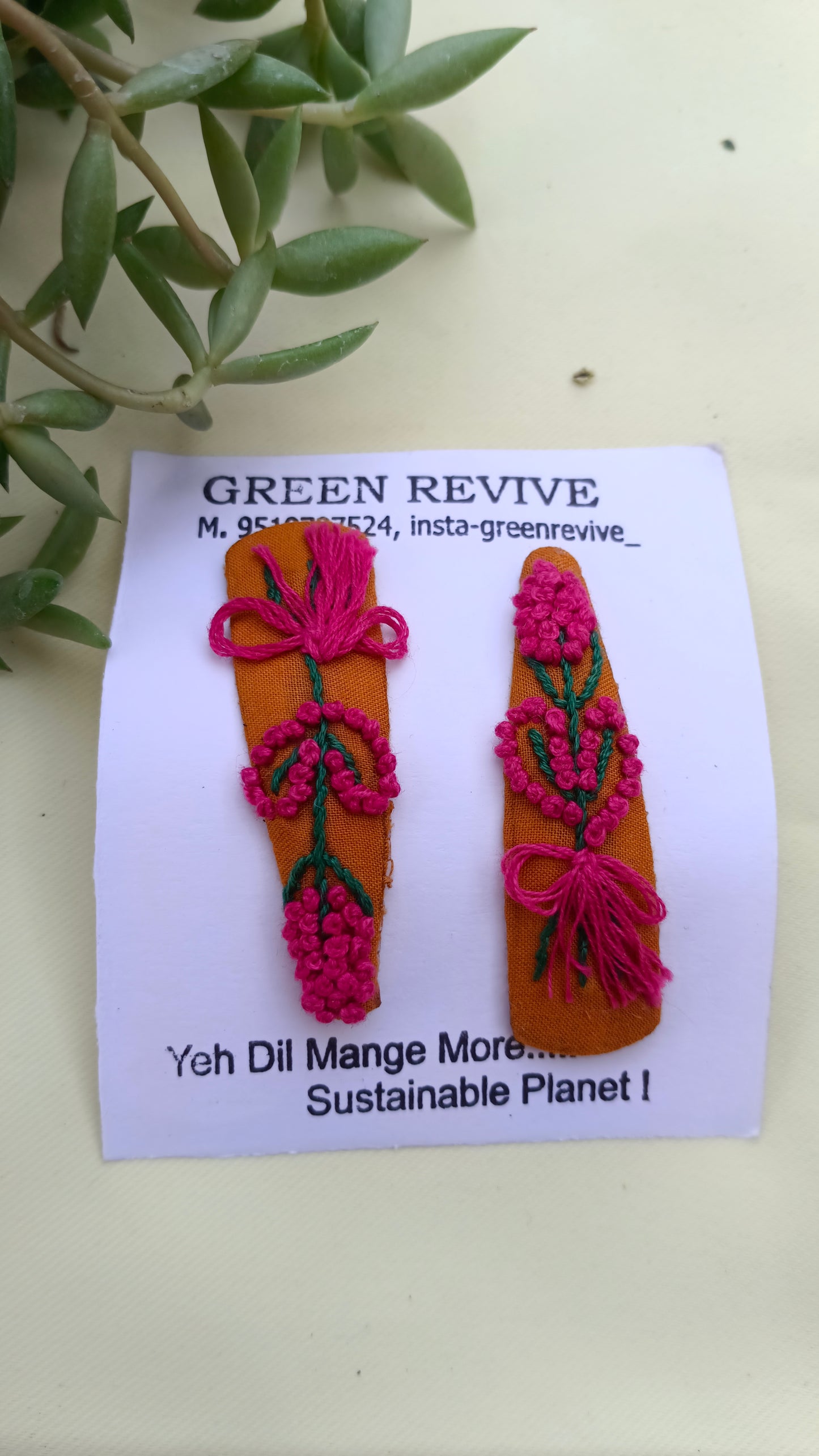 Floral Bloom Set || Hand-Embroidered Upcycled Hair Clips