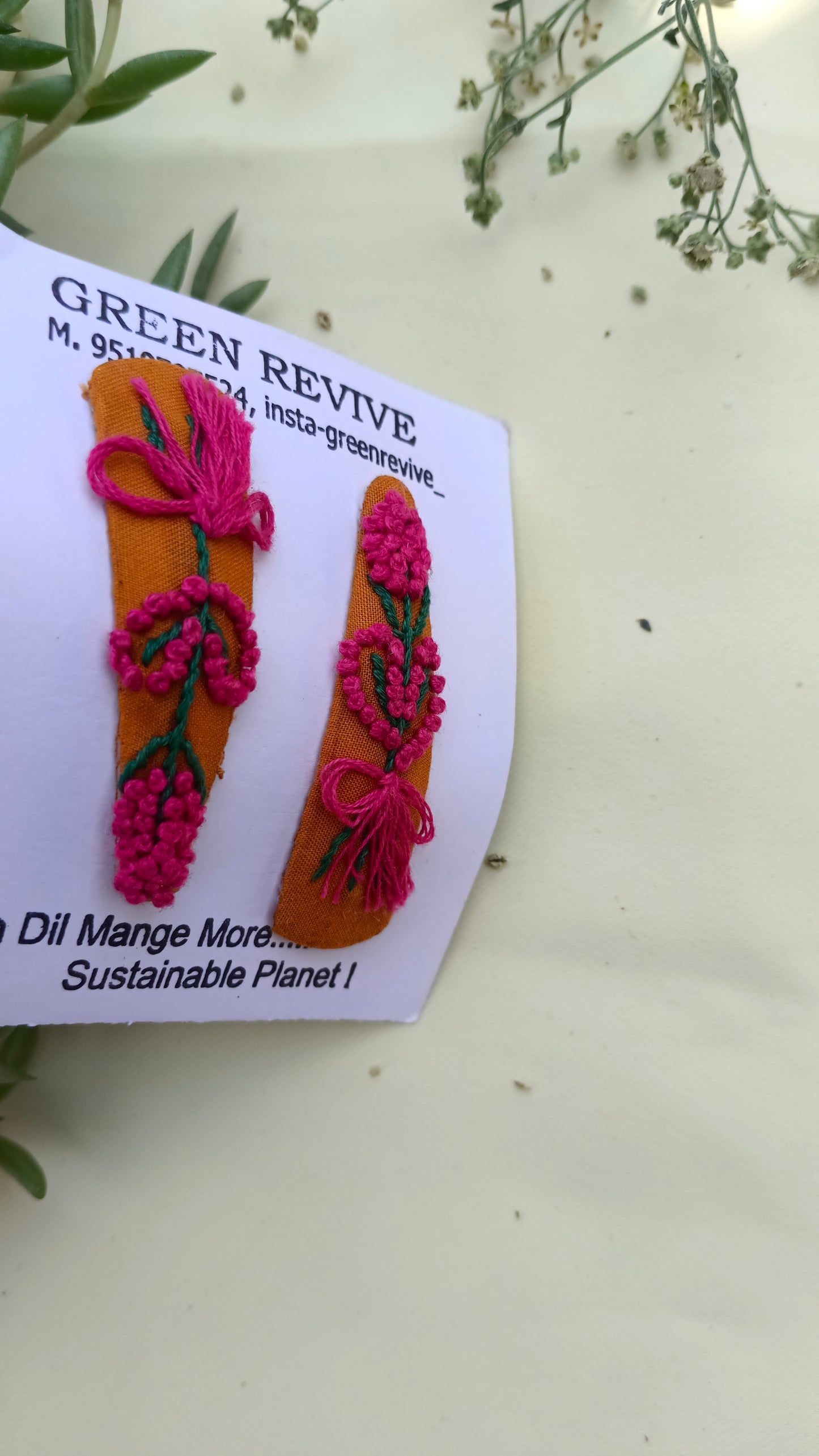 Floral Bloom Set || Hand-Embroidered Upcycled Hair Clips