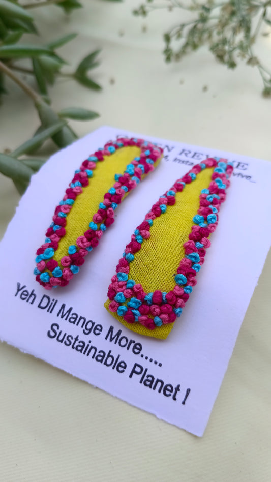 Color Pop Border – Upcycled Hair Clip Set