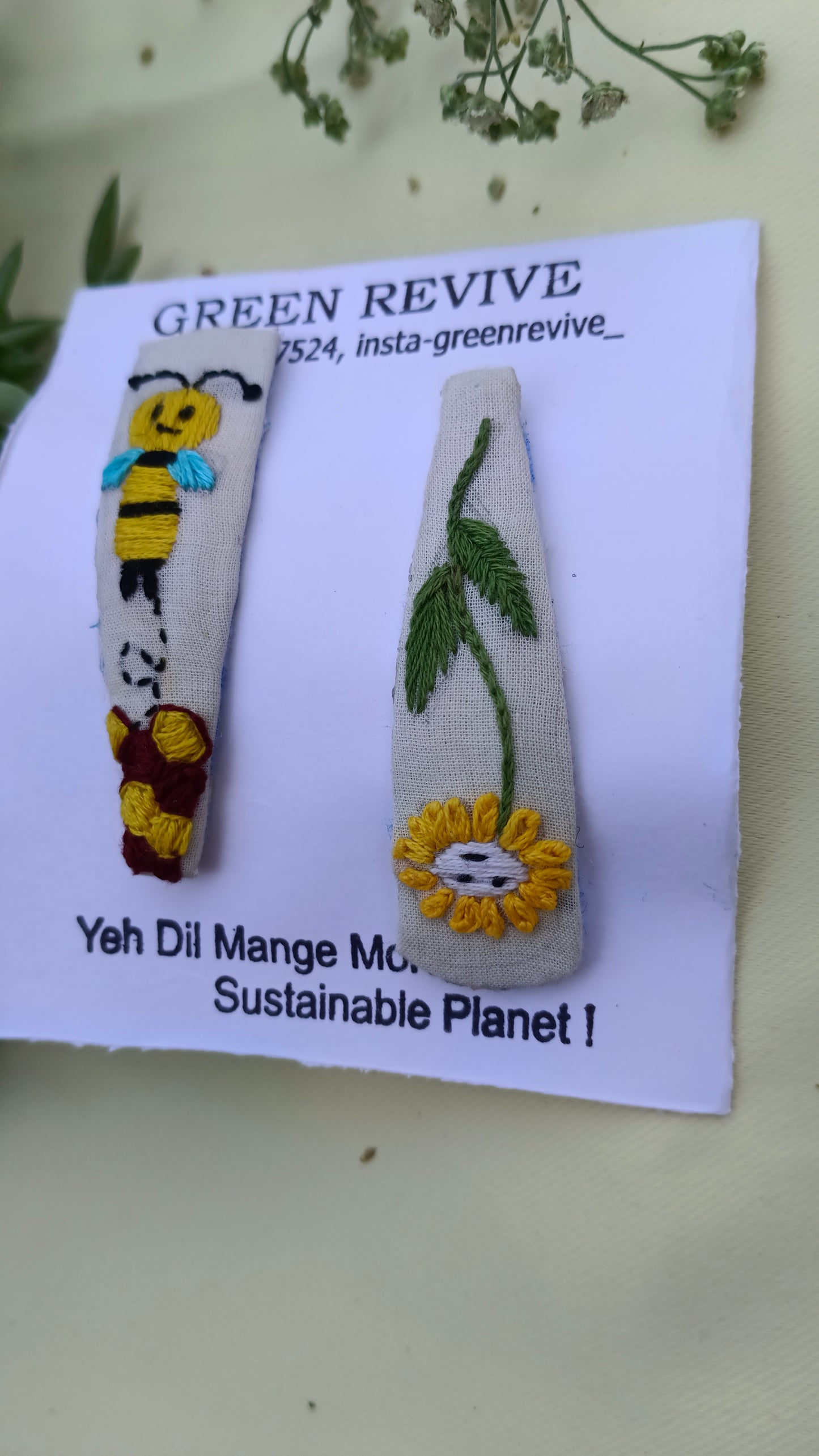 π Buzz & Bloom β Upcycled Embroidered Hair Clips