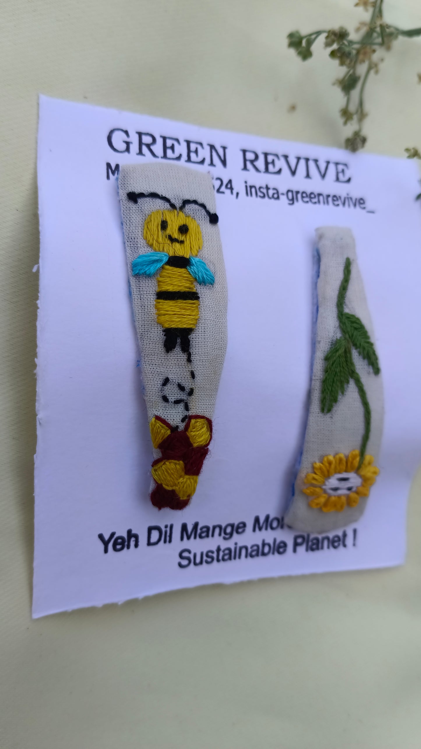 π Buzz & Bloom β Upcycled Embroidered Hair Clips