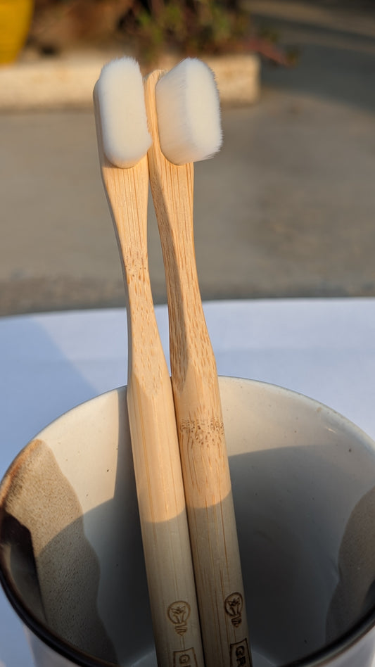 Premium Bamboo Toothbrush For Sensitive Teeth |Nano Bristles | extra soft Brush