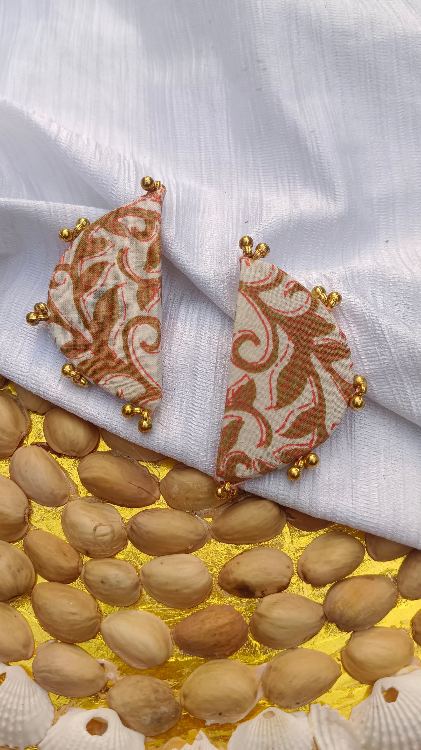 Handcrafted Fabric Half-Moon Earrings