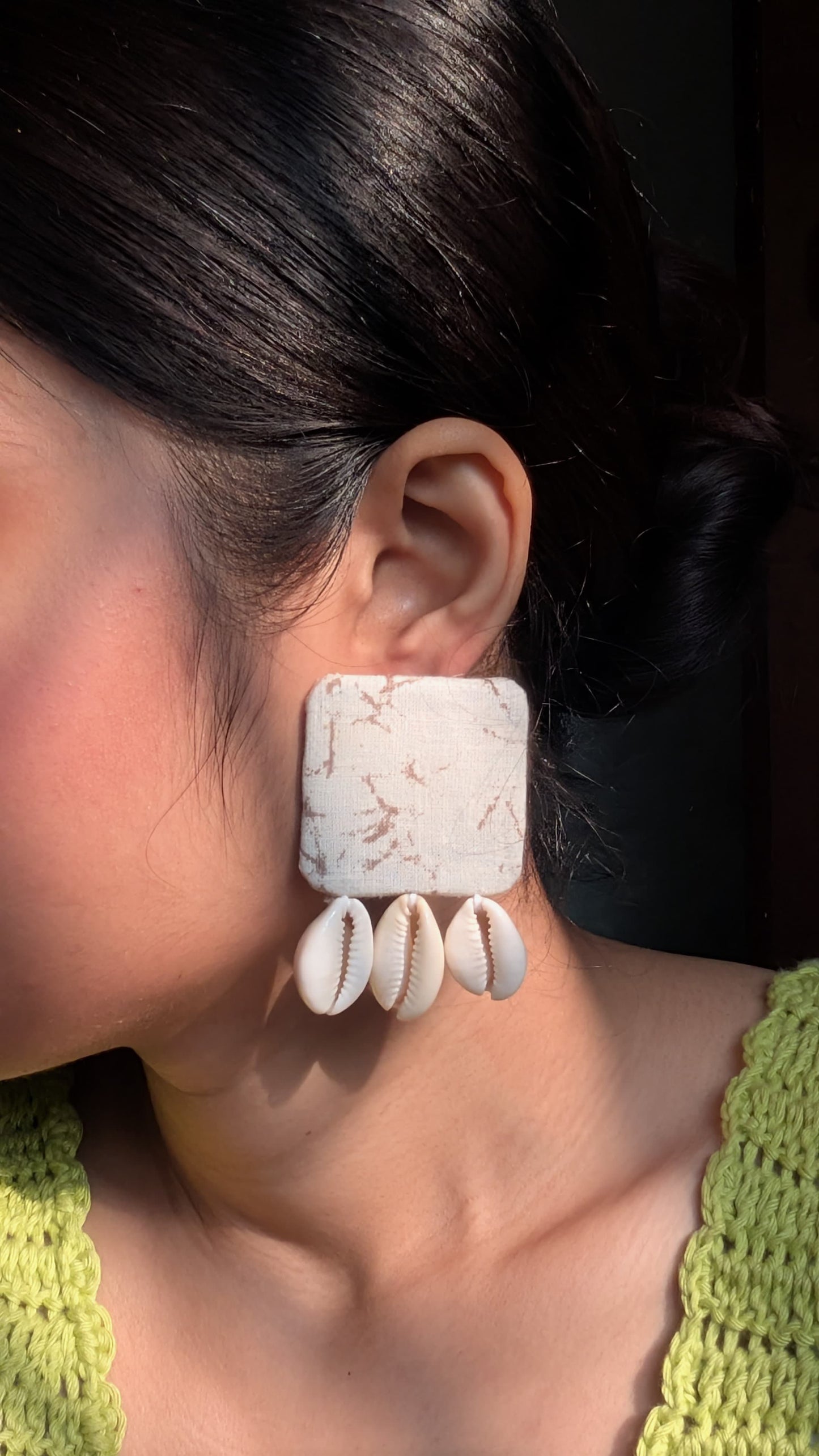COWRIE STATEMENT EARRINGS ||Handmade & Upcycled Fabric Earrings ||