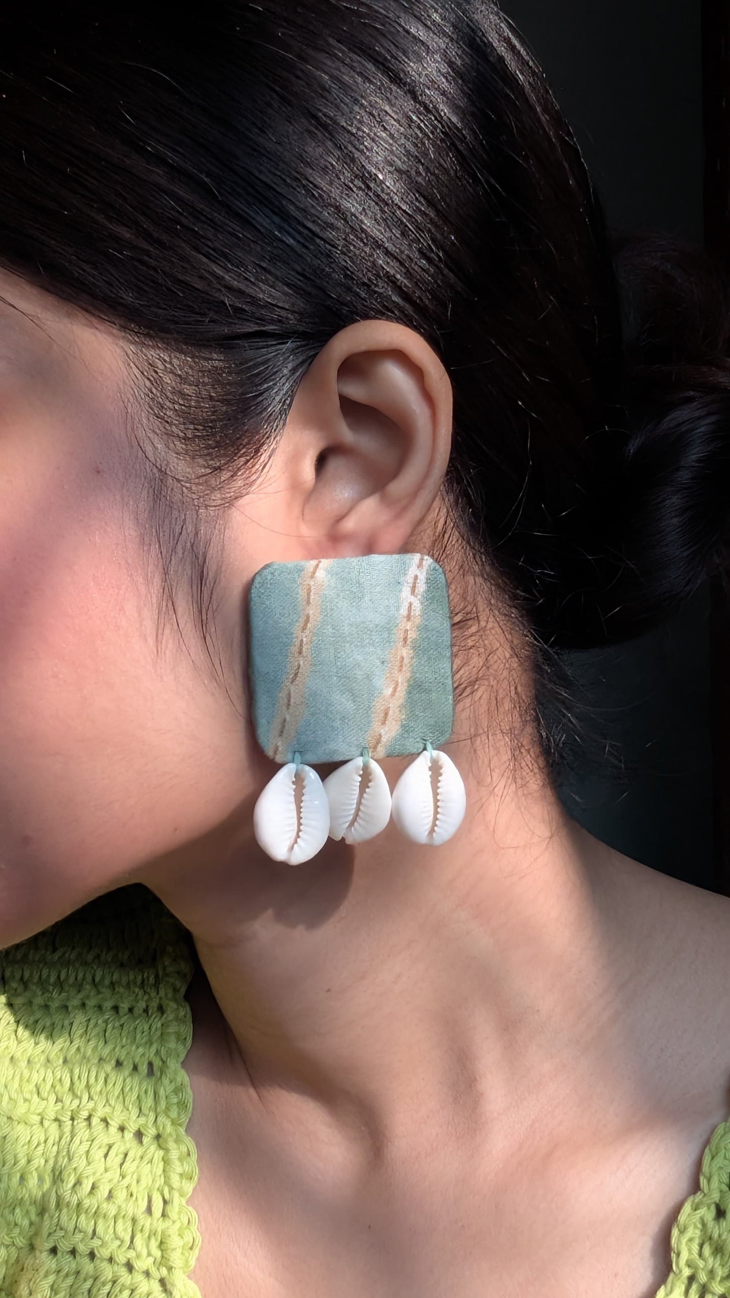 COWRIE STATEMENT EARRINGS ||Handmade & Upcycled Fabric Earrings ||
