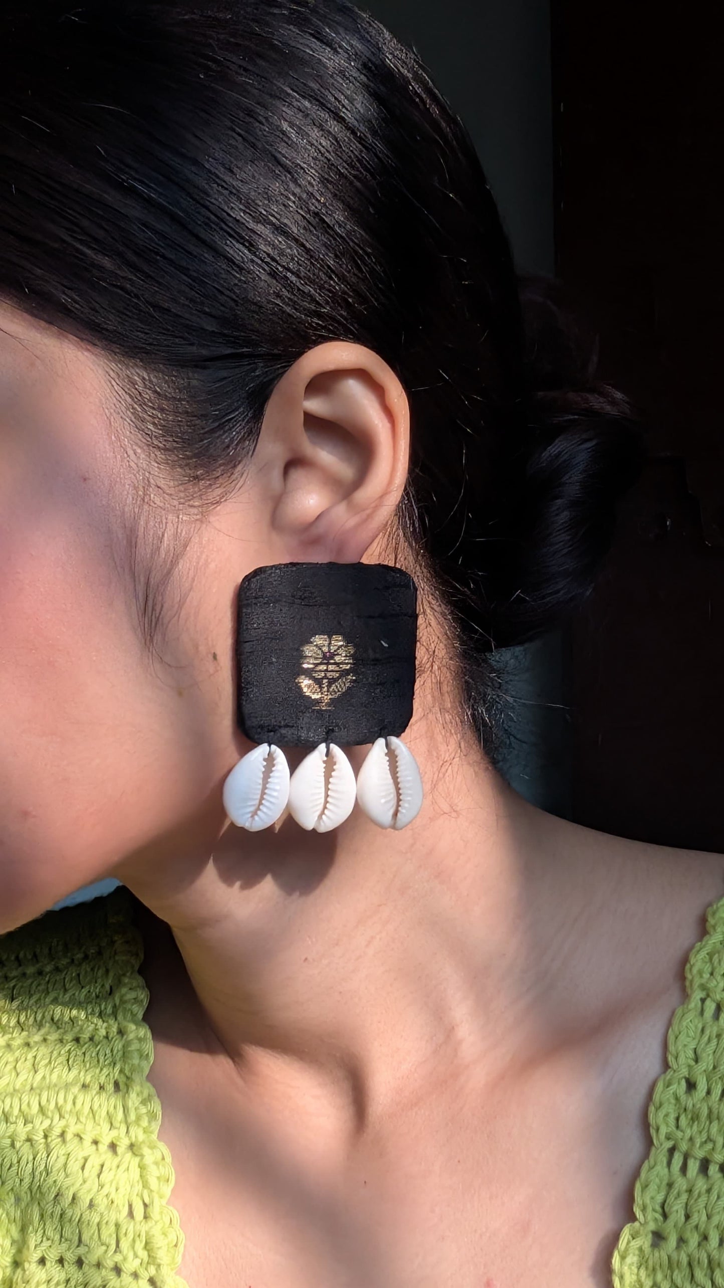 COWRIE STATEMENT EARRINGS ||Handmade & Upcycled Fabric Earrings ||