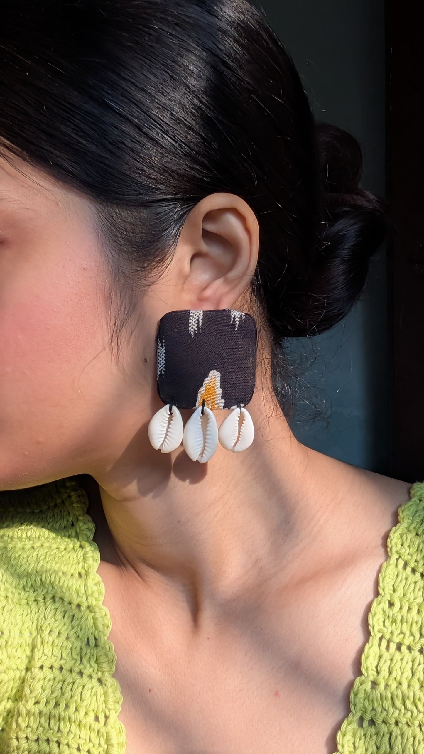 COWRIE STATEMENT EARRINGS ||Handmade & Upcycled Fabric Earrings ||