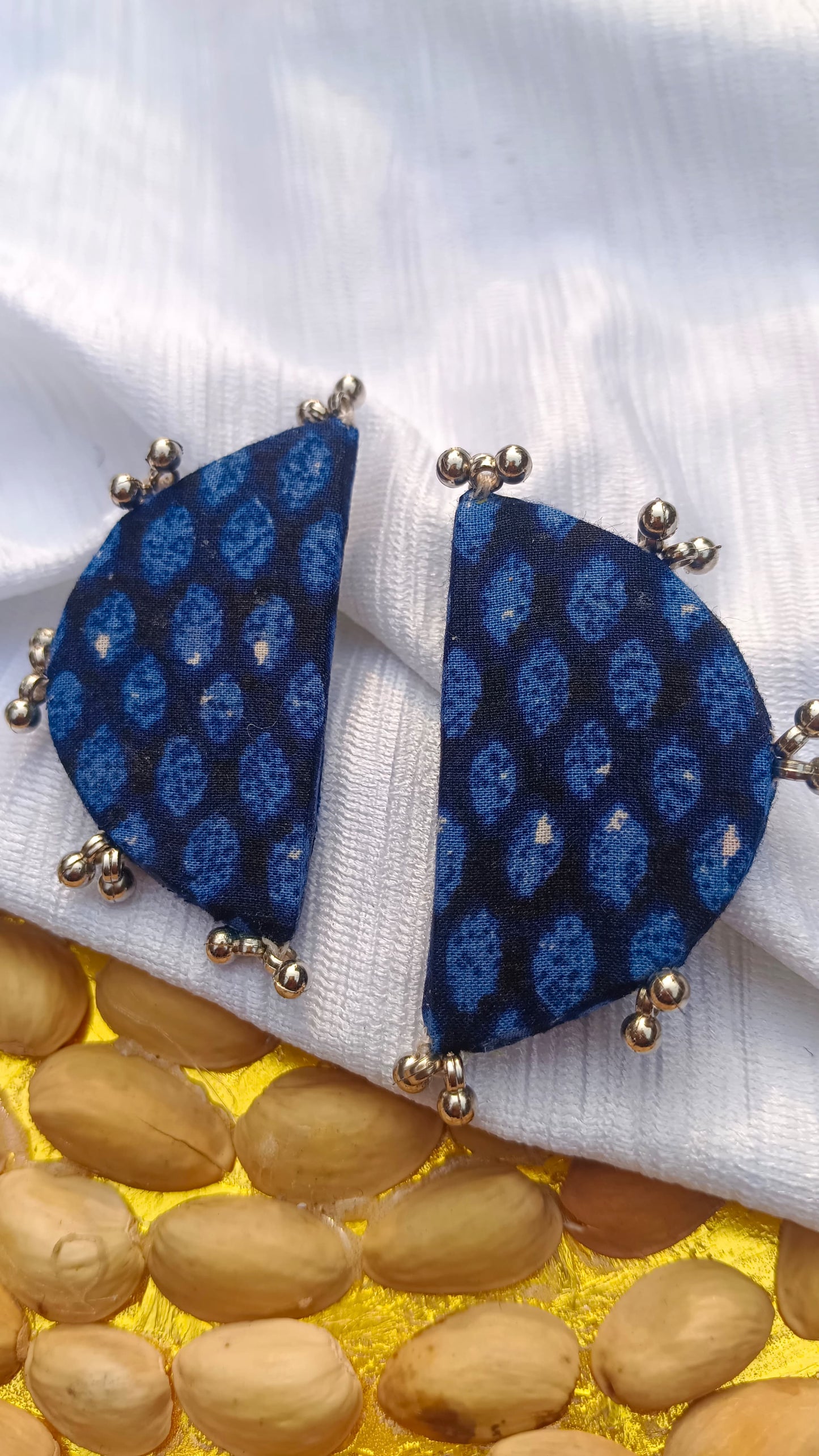 Handcrafted Fabric Half-Moon Earrings