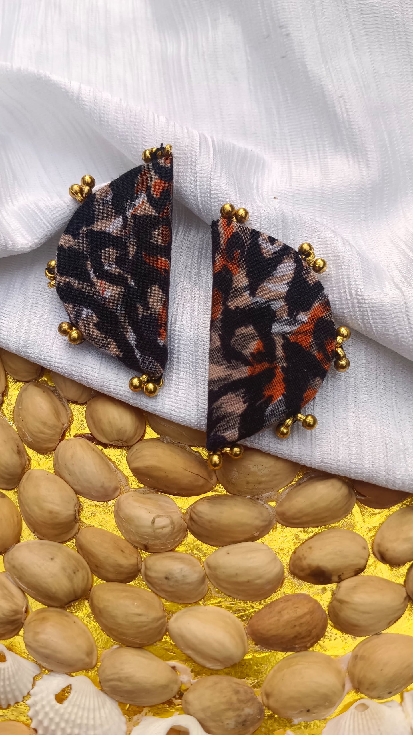 Handcrafted Fabric Half-Moon Earrings