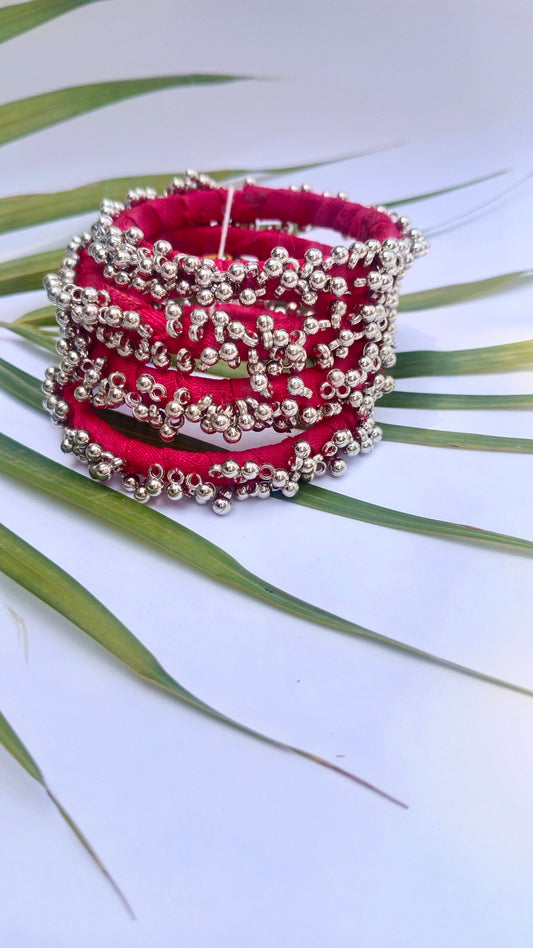 Fabric Bangle | Handmade and Upcycled || Ghungroo Bangle Set of 4