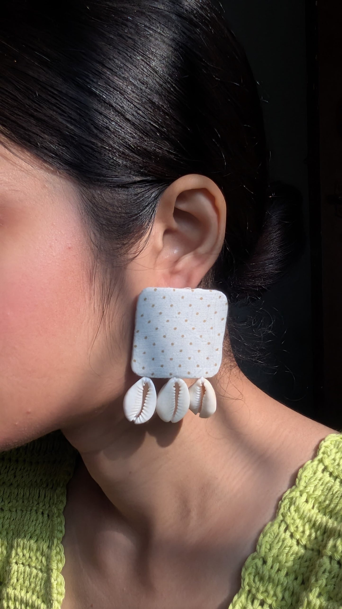 COWRIE STATEMENT EARRINGS ||Handmade & Upcycled Fabric Earrings ||