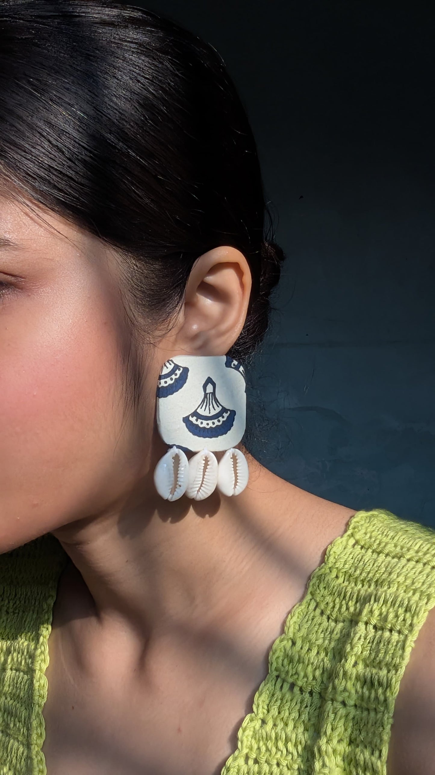 COWRIE STATEMENT EARRINGS ||Handmade & Upcycled Fabric Earrings ||
