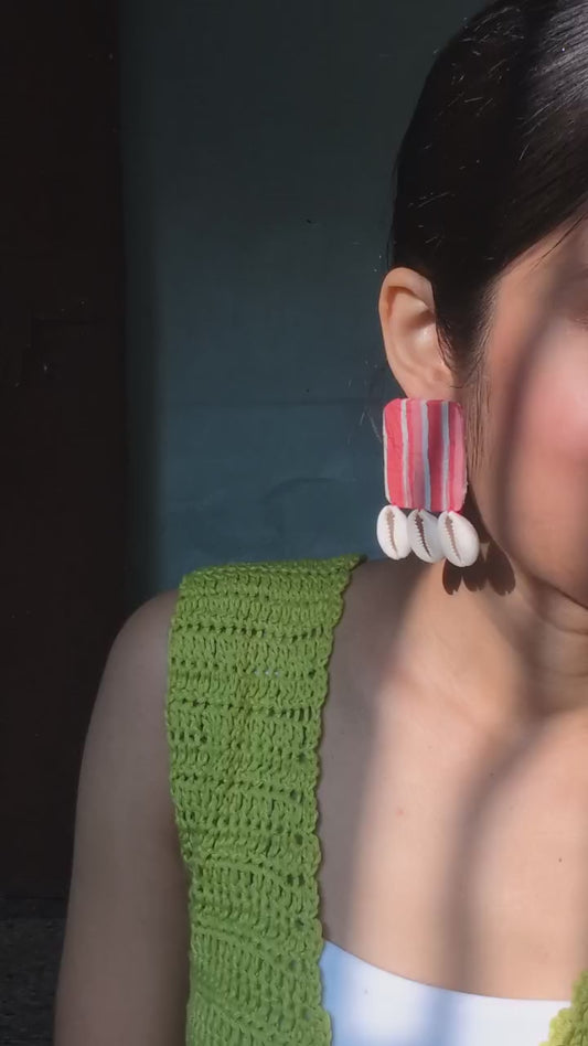 COWRIE STATEMENT EARRINGS ||Handmade & Upcycled Fabric Earrings ||